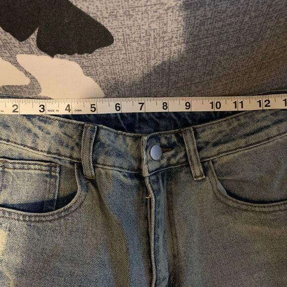 NEW! Ripped Distressed Boyfriend Jeans Light Blue Washed Grunge Torn High Waist - Picture 7 of 7